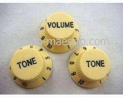 Ручки для потенциометров Fender Strat Style yellow (Tone, Tone, Volume)